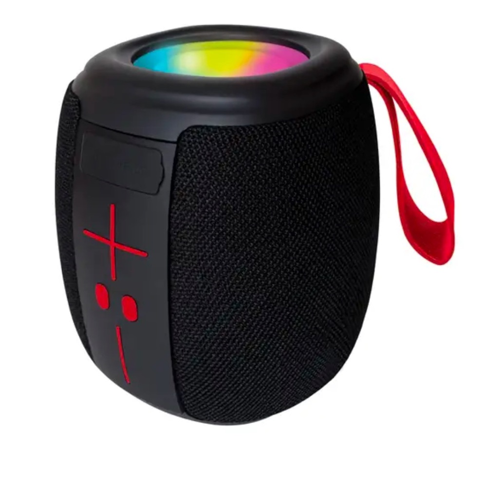 Biconic Portable Bluetooth Speaker with LED Lights - Black and Red
